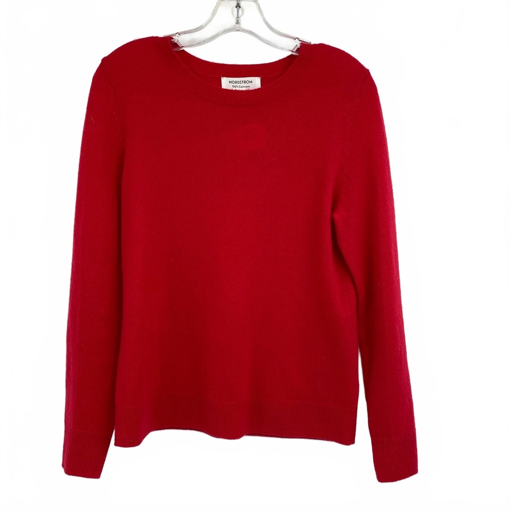 Nordstrom Red Cashmere Pullover Sweatshirt | Regular M